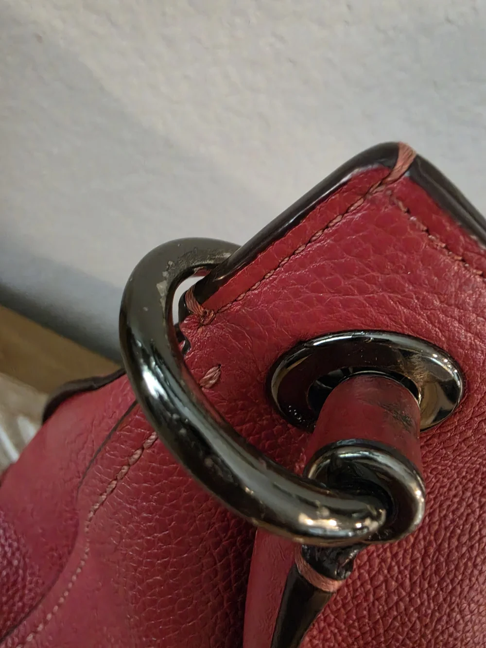 COACH Pebbled Leather Shoulder Bag in Red
